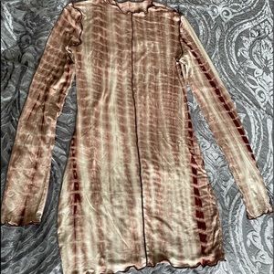 Brown SHIEN Lettuce Trim Tie Dye Dress
